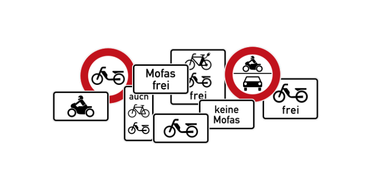 Alle Verkehrszeichen für Mofa und E-Bike auf einen Blick - Verkehrszeichen für Mofa und E-Bike > Jetzt nachlesen