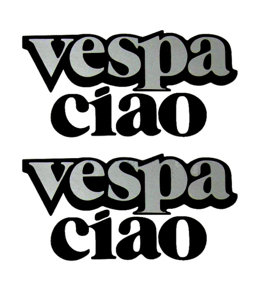 Ciao Vespa 2 x Aufkleber Sticker grau anthrazit 110x55 mm