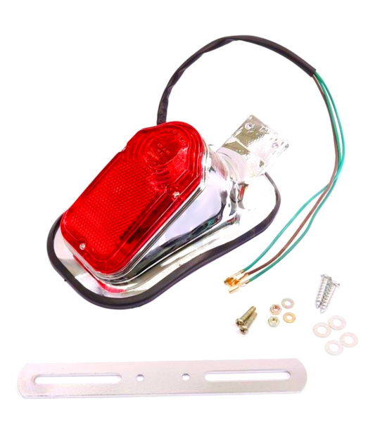 Rücklicht Rückstrahler mit Kennzeichenhalter  Oldtimer chrom Mofa Moped