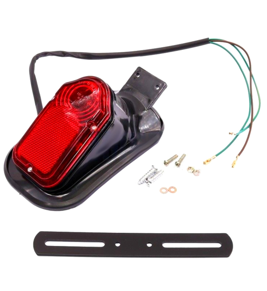 Rücklicht Rückstrahler mit Kennzeichenhalter  Oldtimer schwarz Mofa Moped Motorrad