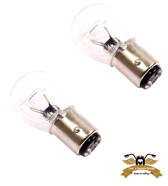 2 x Glühbirne Bilux Lampe BAY15D 6V 21/5W Rücklicht / Bremslicht Mofa Moped