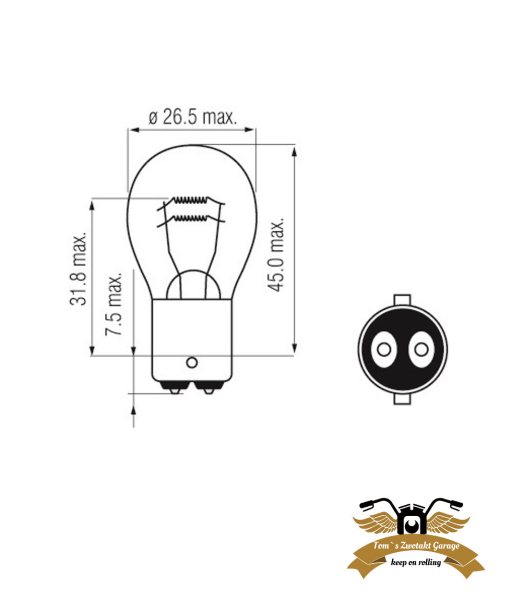 Glühlampe 6V 21/5 W Rückleuchte-Bremslicht Zweifadenbirne