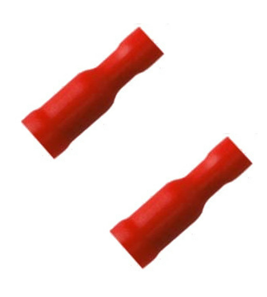 2 x Quetschverbinder Rundsteckerhülse rot 0,50 - 1,00 qmm