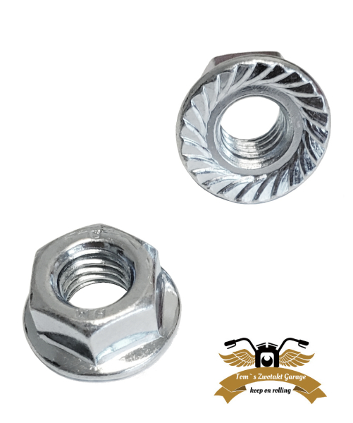 2 x Flanschmutter M4 Sperrzahn Mutter Bundmutter DIN 6923 Edelstahl V2A Mofa Moped