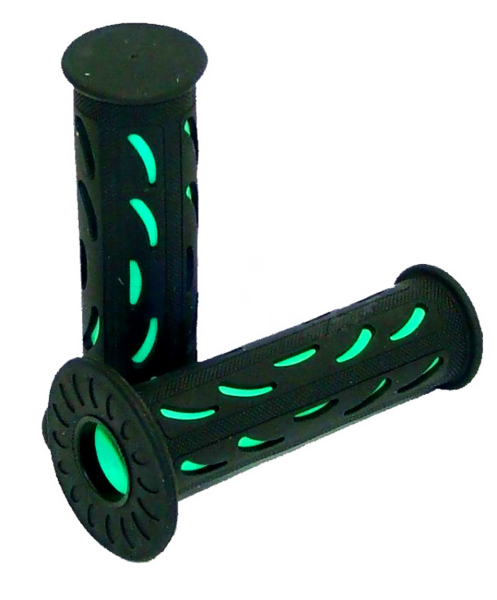 Lenkergriffe Mofa Moped Gummi/Silikon Griffe schwarz grün 22 + 24 mm 115 mm lang
