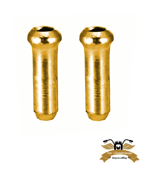 2 x Bowdenzug Endkappe gold 12 mm Ø 2 mm Mofa Moped Schaltzug Bremszug