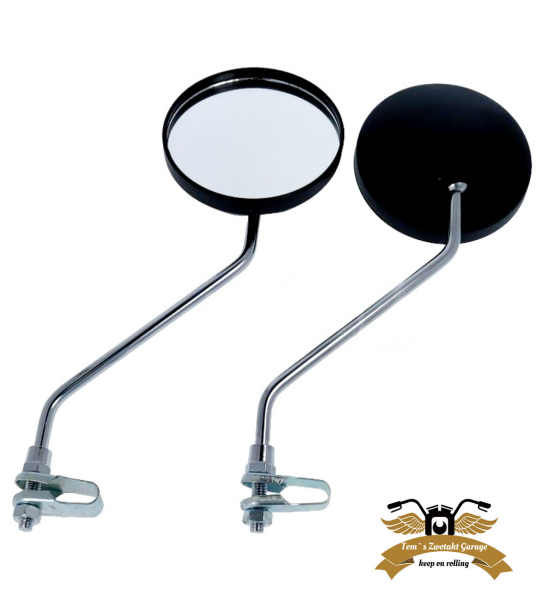 Rückspiegel universal chrom schwarz Mofa Moped Spiegel Ø 100mm Satz 22mm Rohr