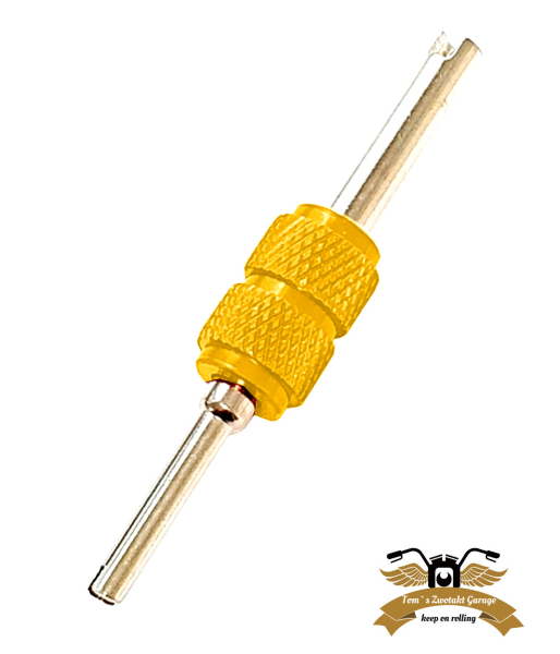 Ventilausdreher Eindreher Ventilschlüssel Ventilschrauber Stahl goldfarben Doppelkopf