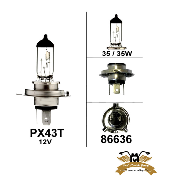 Lampe PX43T HS1 12V 35 35W Birne Zwotakt Garage 4 90