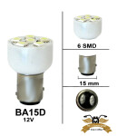 Birne BA15D LED 12V Lampe weiß mit 6 LED`s Mofa...