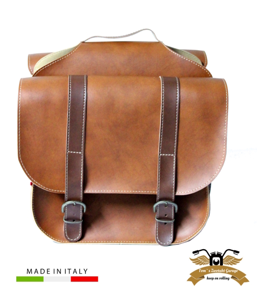Satteltasche Doppeltasche braun Kunstleder 30x37x11 cm mit Halter Bravo Vespa SI Boss