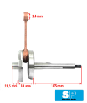 Kurbelwelle  A Qualität mit Nadellager Mopedwelle 10mm Bolzen -SP Parts-