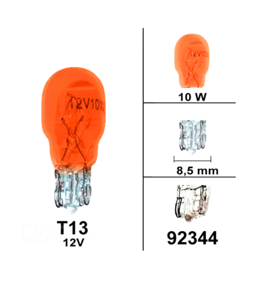 Birne Lampe Glassockel T13 orange 12V 10W >> Zwotakt Garage, 1,40 €