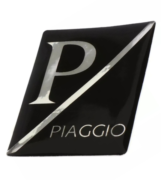 Sticker 3D Gel flexibel selbstklebend schwarz/silber 45x36mm Vespa / Piaggio