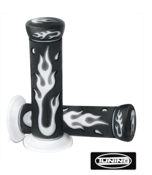 Lenkergriffe "Flame" schwarz weiß Griffe 22/24mm/125mm Mofa Moped -Tuning-