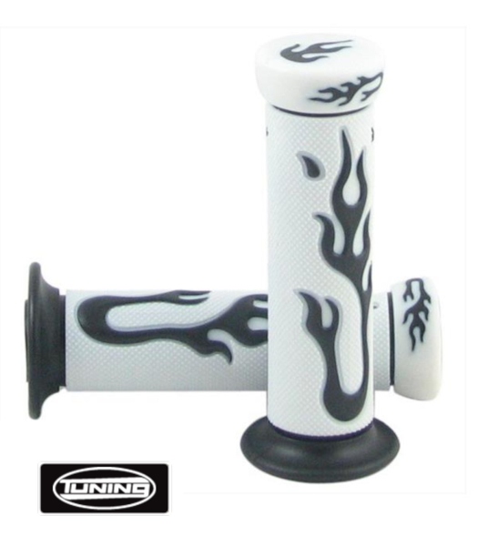 Lenkergriffe "Flame" weiß schwarz Griffe 22/24mm/125mm Mofa Moped -Tuning-